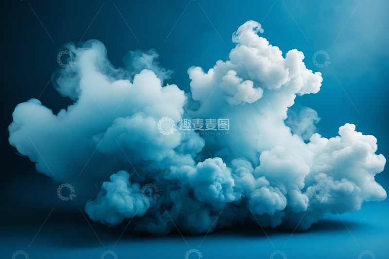 高清大图下载【趣麦麦图】蓝色背景上的白色云朵烟雾