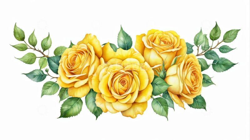 高清大图下载【趣麦麦图】黄色玫瑰花插画素材