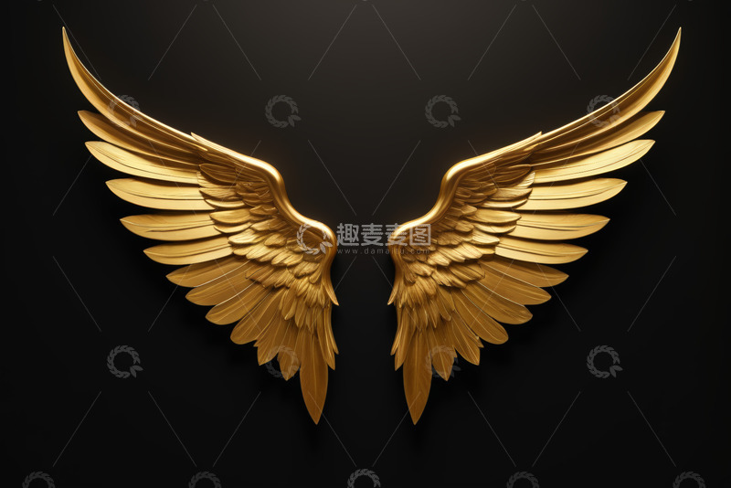 高清大图下载【趣麦麦图】金色天使翅膀艺术素材