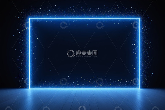蓝色发光霓虹框架背景