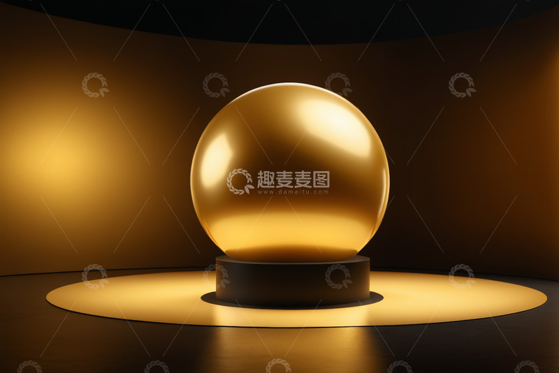 高清大图下载【趣麦麦图】金色球体展品展示场景