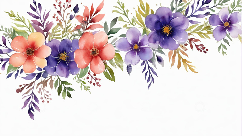 高清大图下载【趣麦麦图】水彩花卉装饰素材