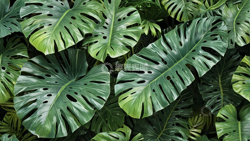 高清大图下载【趣麦麦图】龟背竹叶植物自然景观