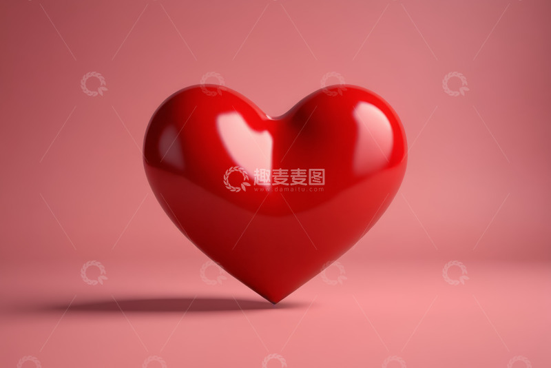 高清大图下载【趣麦麦图】-红色心形立体图案素材