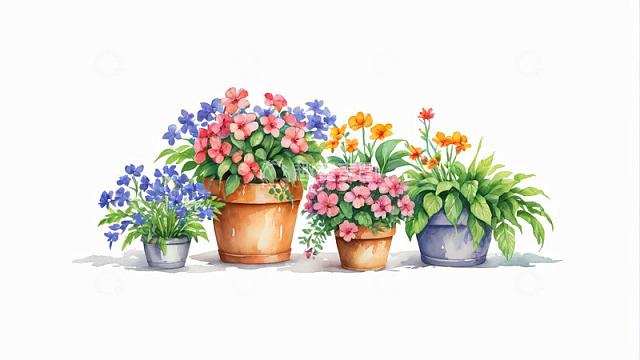 多彩盆栽花卉组合