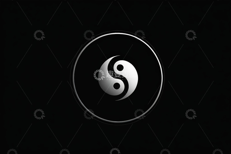 高清大图下载【趣麦麦图】黑色背景中的阴阳符号图案