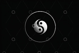 黑色背景中的阴阳符号图案