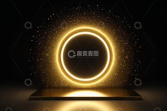 金色发光圆环舞台背景