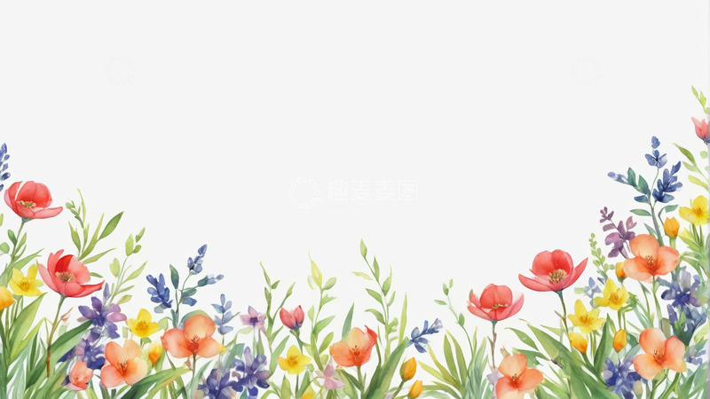 高清大图下载【趣麦麦图】手绘花卉边框背景素材