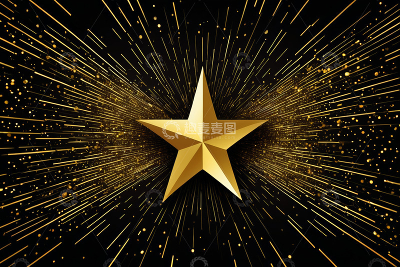 高清大图下载【趣麦麦图】黑色背景金色星星发光素材