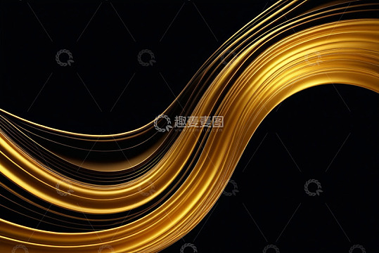 黑色背景金色波浪抽象设计