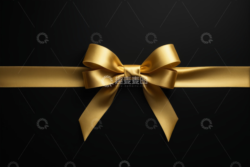 高清大图下载【趣麦麦图】黑色背景上的金色蝴蝶结
