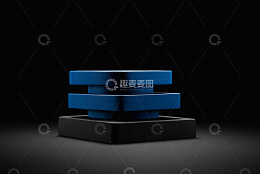 蓝色立体几何造型静物