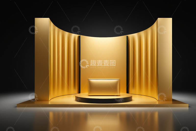 高清大图下载【趣麦麦图】金色产品展示舞台场景