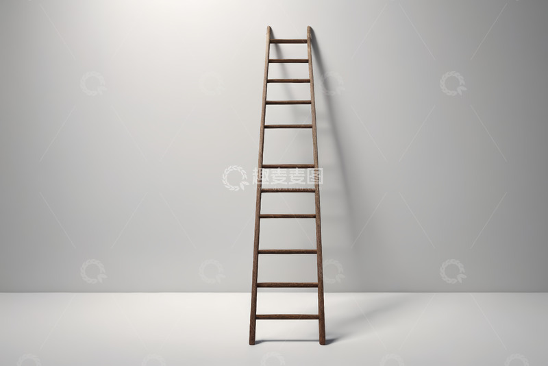 高清大图下载【趣麦麦图】靠墙摆放的木质梯子