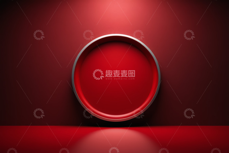高清大图下载【趣麦麦图】红色背景圆形金属边框元素