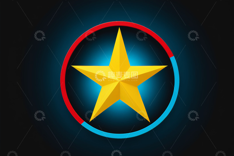 高清大图下载【趣麦麦图】圆形环绕黄色五角星图案