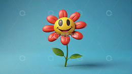 笑脸表情符号卡通花朵