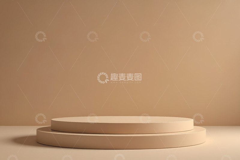 高清大图下载【趣麦麦图】米色双层圆形展示台背景