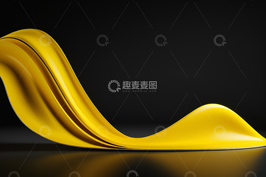 黑色背景上的黄色流动曲线