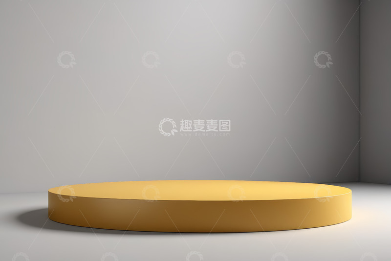 高清大图下载【趣麦麦图】灰色背景中的黄色圆形展示台