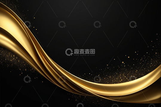 黑色背景金色流体抽象素材
