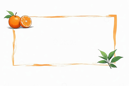 橙色框架与橘子插画素材