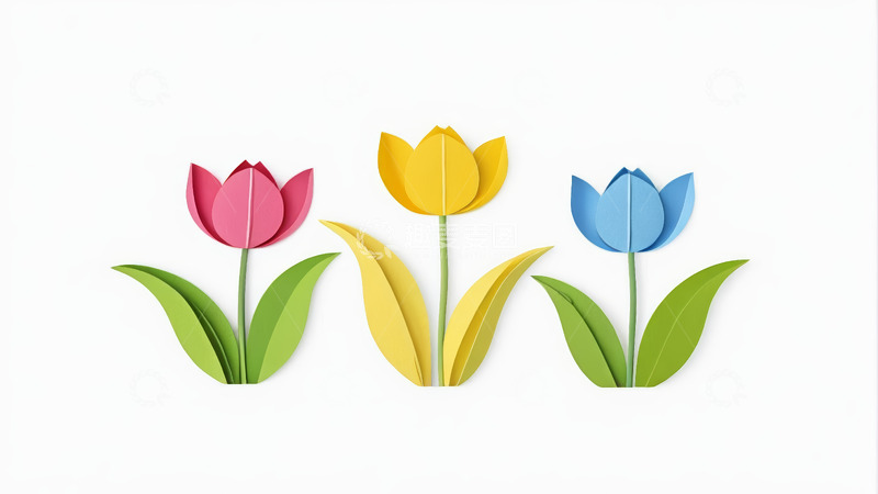 高清大图下载【趣麦麦图】三色折纸郁金香图案