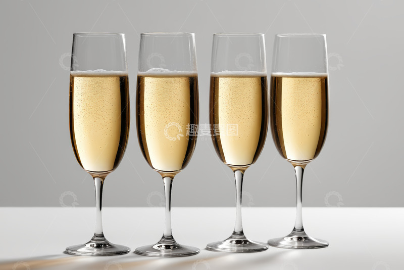 高清大图下载【趣麦麦图】四杯盛有香槟的高脚杯