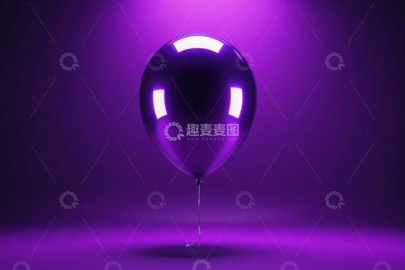 高清大图下载【趣麦麦图】紫色背景上的金属质感气球