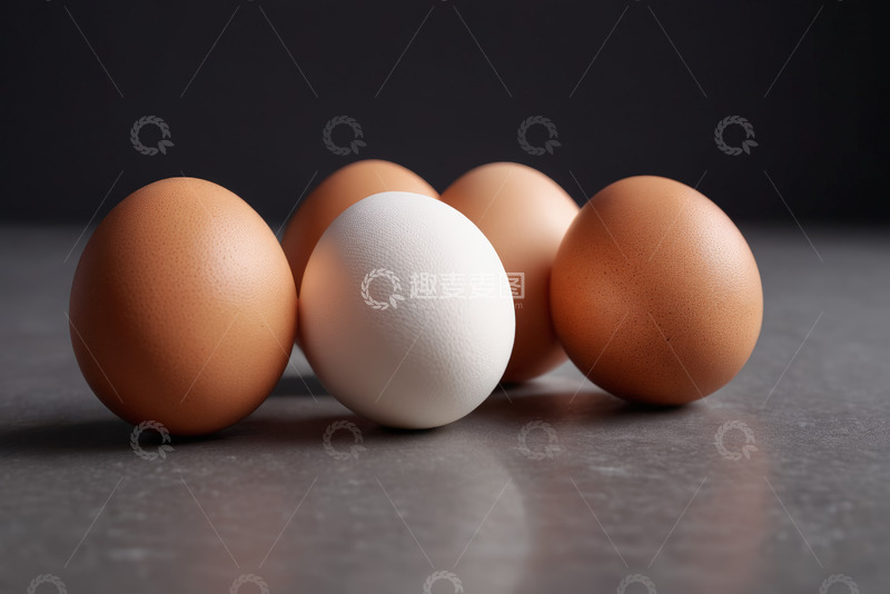 高清大图下载【趣麦麦图】白色鸡蛋与棕色鸡蛋静物特写