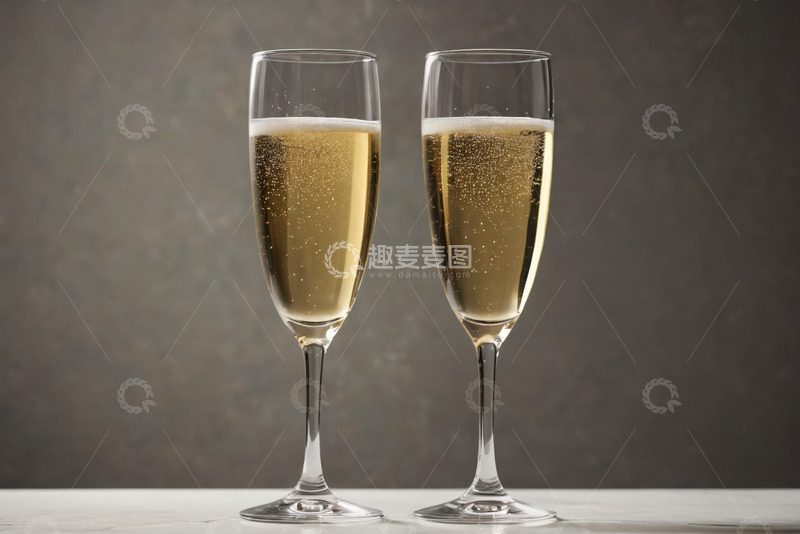 高清大图下载【趣麦麦图】两杯盛满香槟的高脚杯