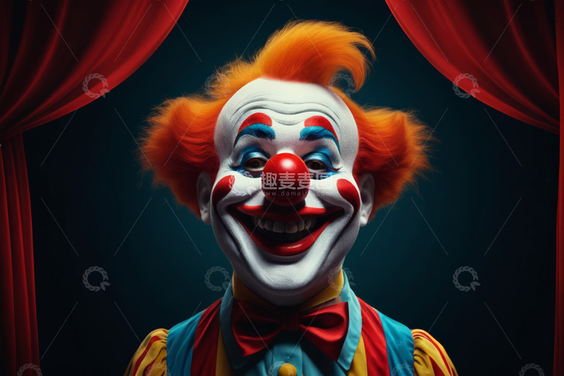 高清大图下载【趣麦麦图】舞台上扮相滑稽的小丑特写
