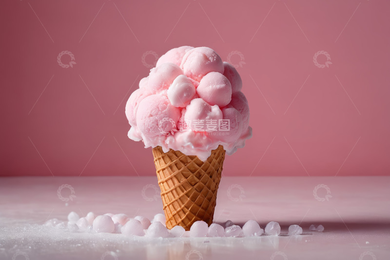 高清大图下载【趣麦麦图】粉色冰淇淋特写