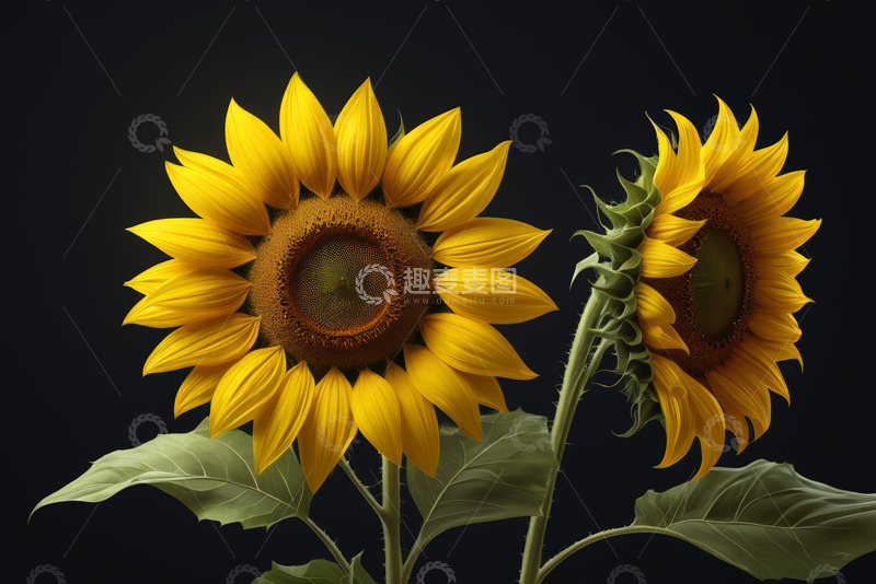 高清大图下载【趣麦麦图】两朵向日葵特写