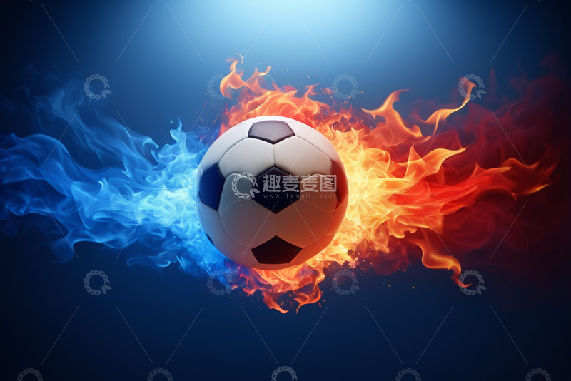 高清大图下载【趣麦麦图】火焰环绕的足球