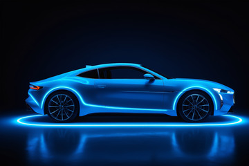 蓝色概念汽车侧视图