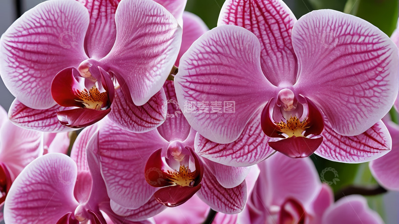 高清大图下载【趣麦麦图】粉色条纹蝴蝶兰特写