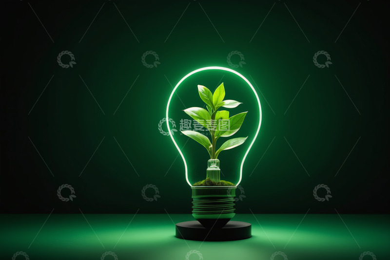 高清大图下载【趣麦麦图】灯泡内绿植创意画面