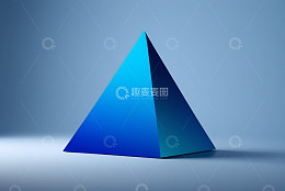 蓝色三角锥几何形状设计素材
