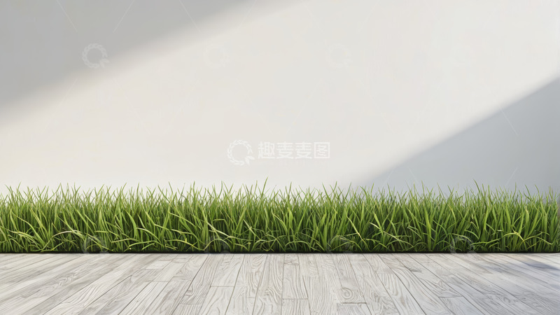 高清大图下载【趣麦麦图】木地板上的绿色草地背景