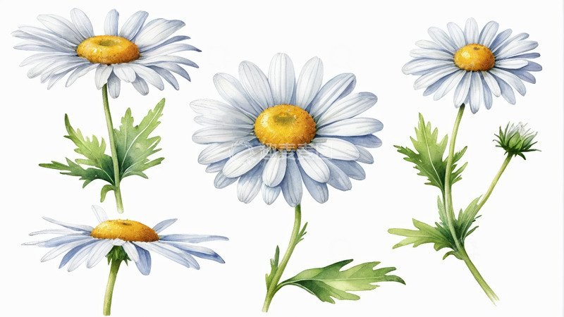 高清大图下载【趣麦麦图】手绘雏菊花卉素材