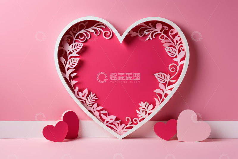 高清大图下载【趣麦麦图】粉色背景的心形装饰图案