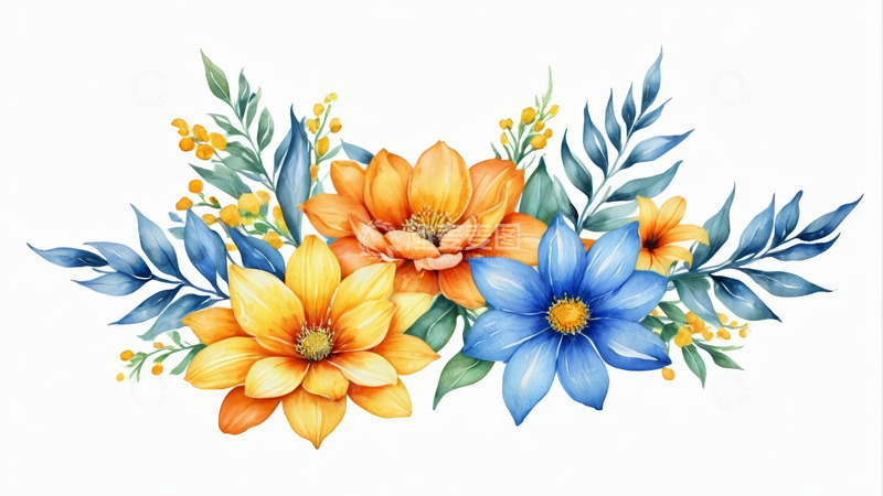 高清大图下载【趣麦麦图】水彩风格花卉插画素材