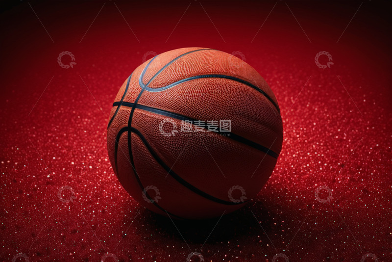 高清大图下载【趣麦麦图】红色背景上的篮球特写