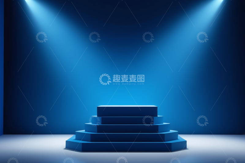高清大图下载【趣麦麦图】蓝色舞台聚光灯展示台