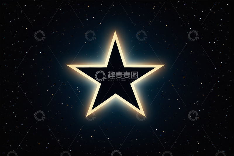 高清大图下载【趣麦麦图】星空背景下的发光五角星