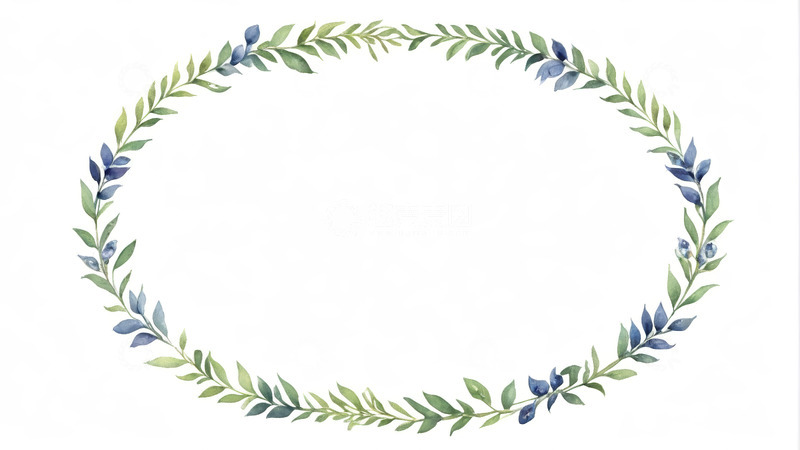 高清大图下载【趣麦麦图】水彩植物花环装饰素材