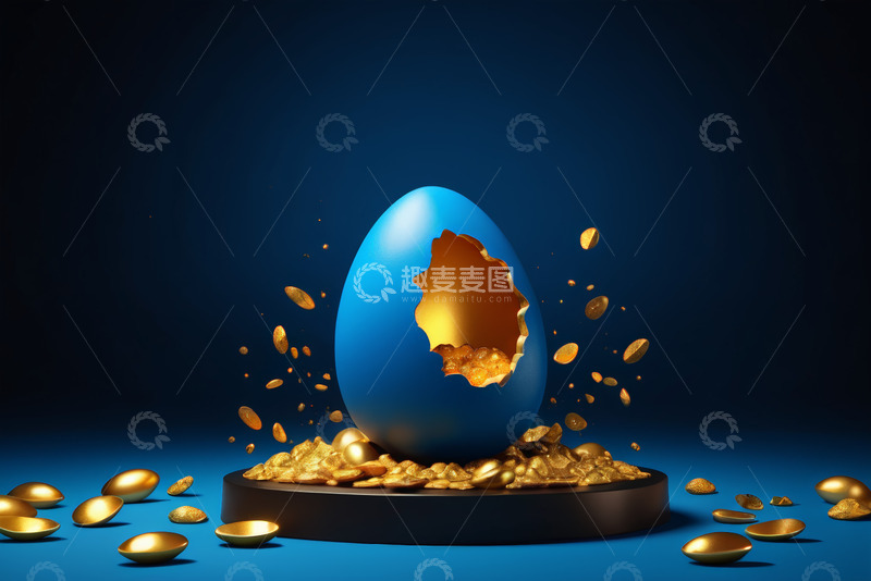 高清大图下载【趣麦麦图】破裂彩蛋内散落金元宝