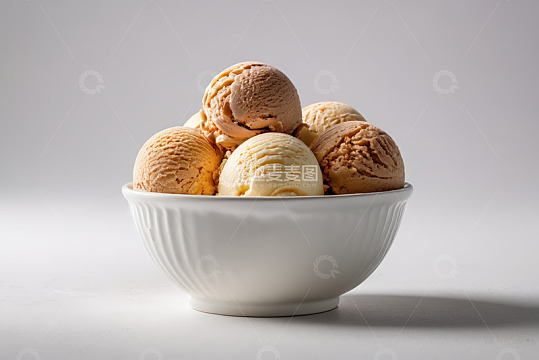 白色碗中多口味冰淇淋